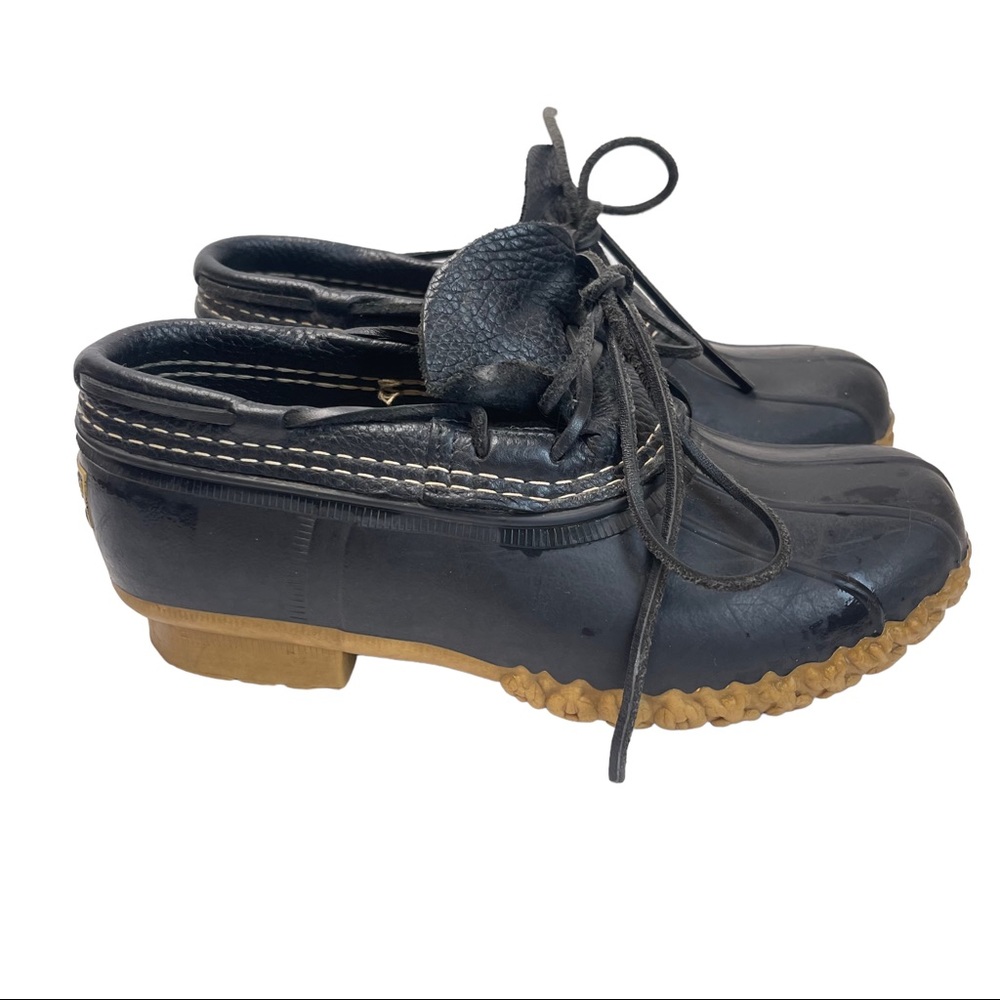 LL Bean Black Duck Boots Low Side Waterproof  Size 6